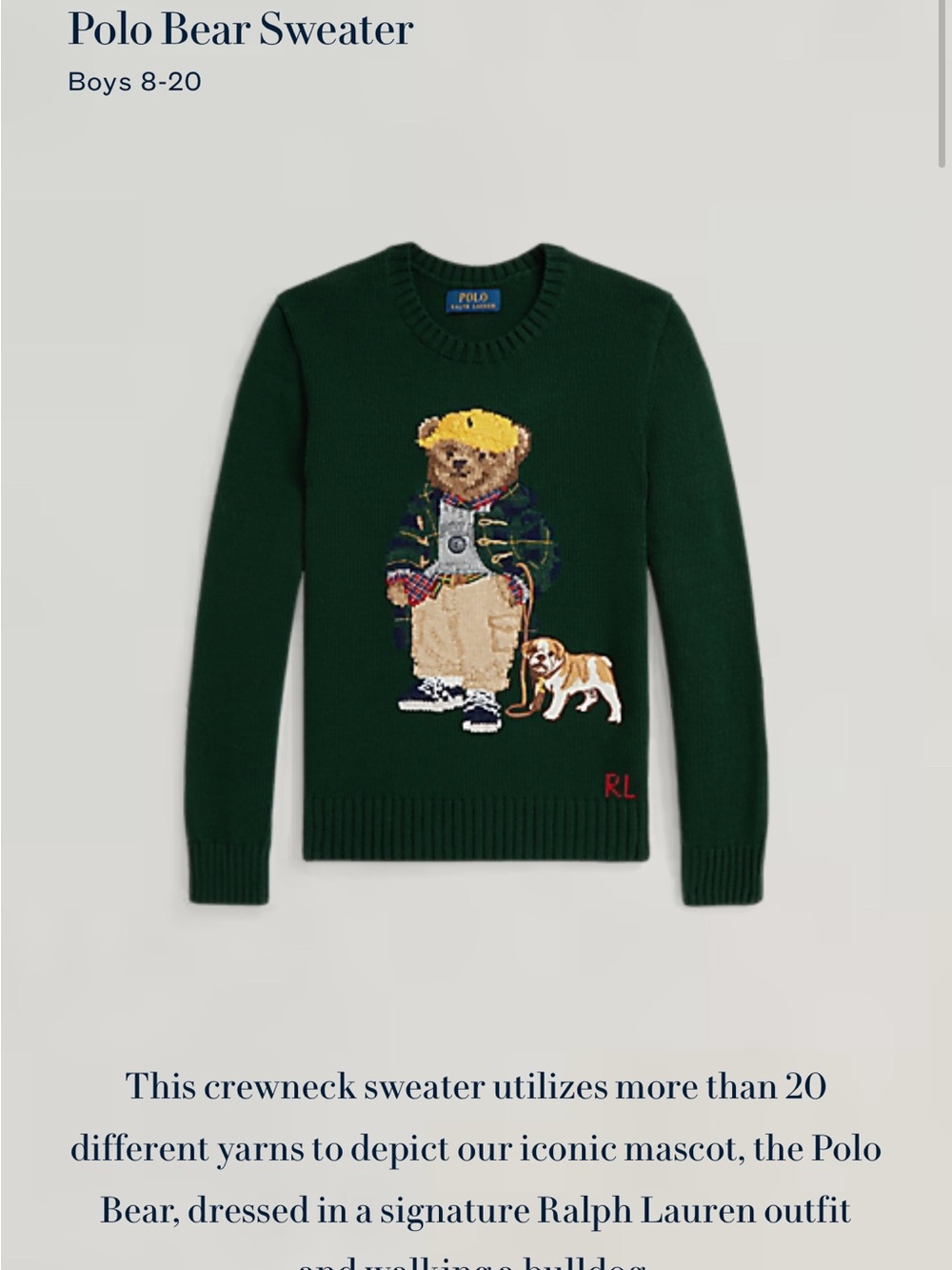 Polo by Ralph  Polo Bear Sweater with Embroidered Dog